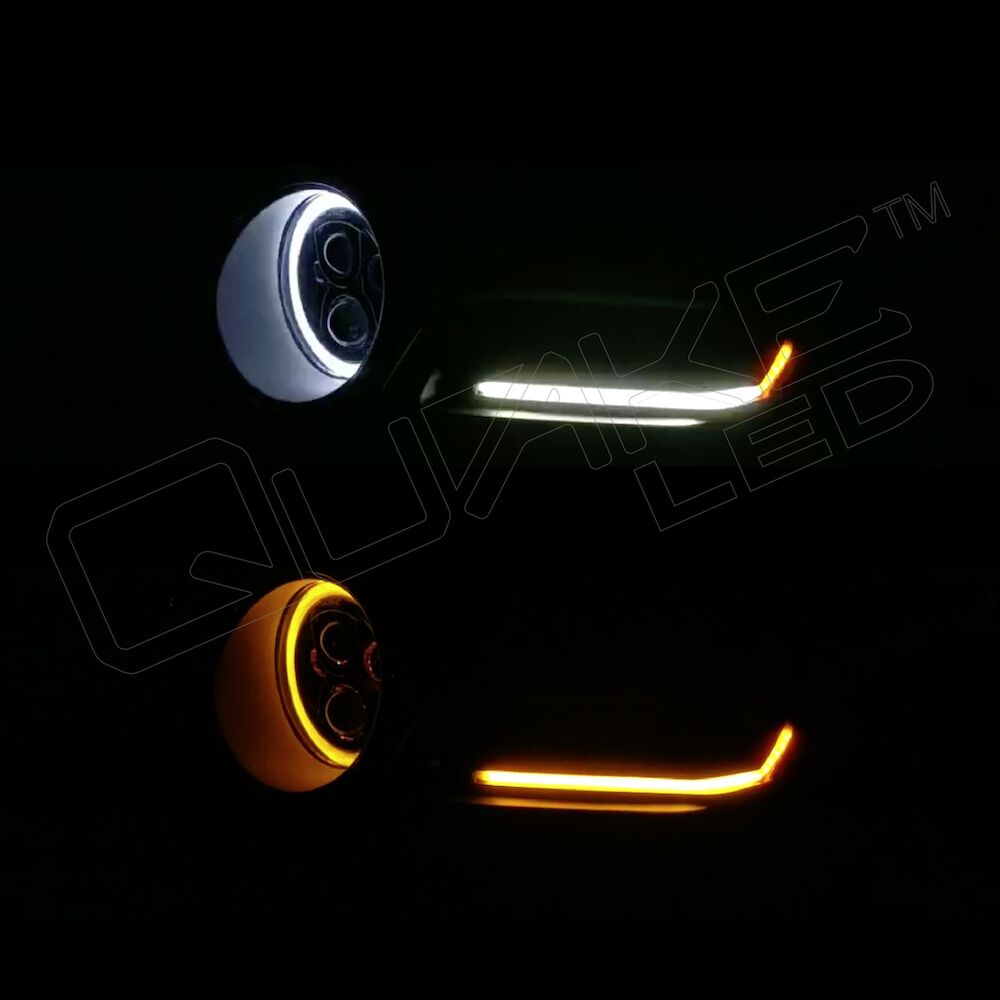 Quake LED Turn Signal Light Jeep 95 X 425 Inch Retro Fit Slim Chop Kit DRL with Sequential Switchback - QTE992 - Quake LED