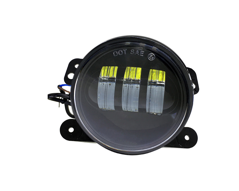 Quake LED Fog Light Jeep JK/CJ/TJ 4 Inch 30 Watt Fog Light Black Reflector Tempest Series - QTE458 - Quake LED