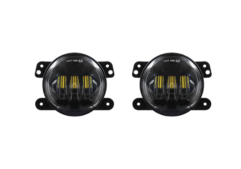 Quake LED Fog Light Jeep JK/CJ/TJ 4 Inch 30 Watt Fog Light Black Reflector Tempest Series - QTE458 - Quake LED