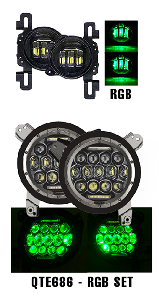 Quake LED Headlight Jeep JL RGB Headlight fog Light Set Quad Lock interlock Compatible - QTE686 - Quake LED