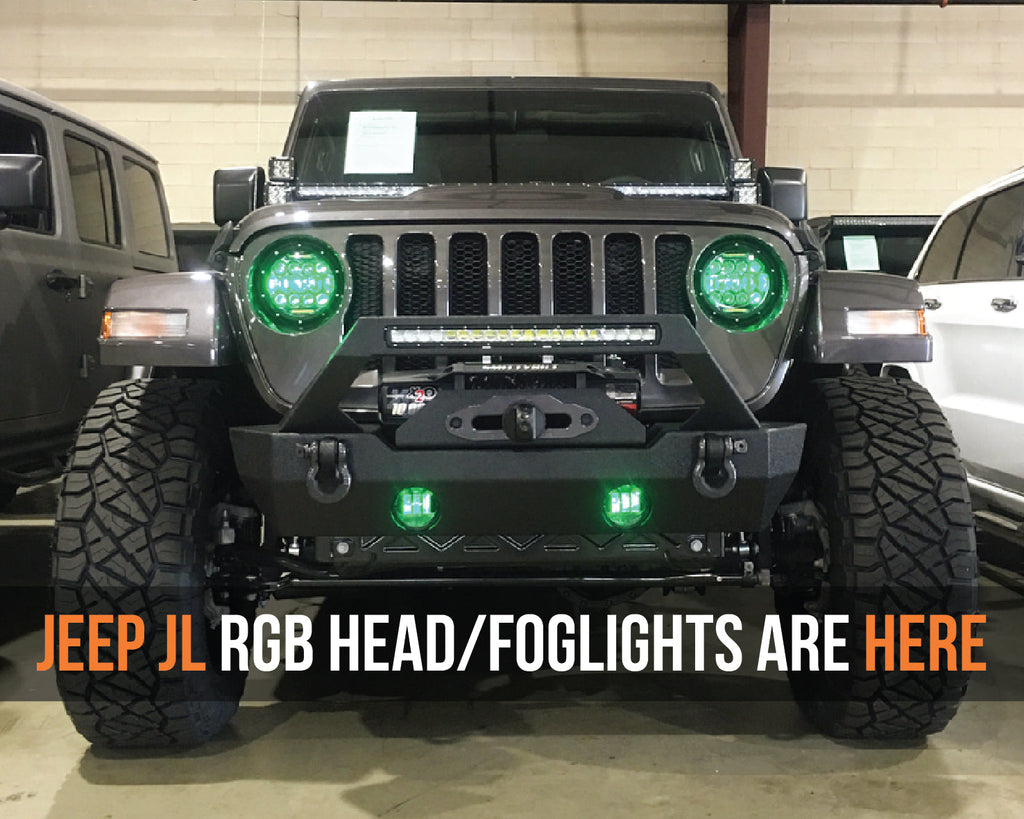 Quake LED Headlight Jeep JL RGB Headlight fog Light Set Quad Lock interlock Compatible - QTE686 - Quake LED