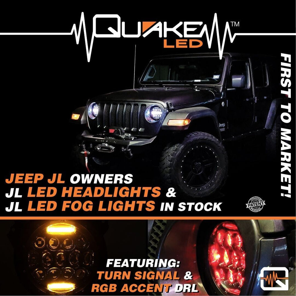 Quake LED Headlight Jeep JL RGB Headlight fog Light Set Quad Lock interlock Compatible - QTE686 - Quake LED