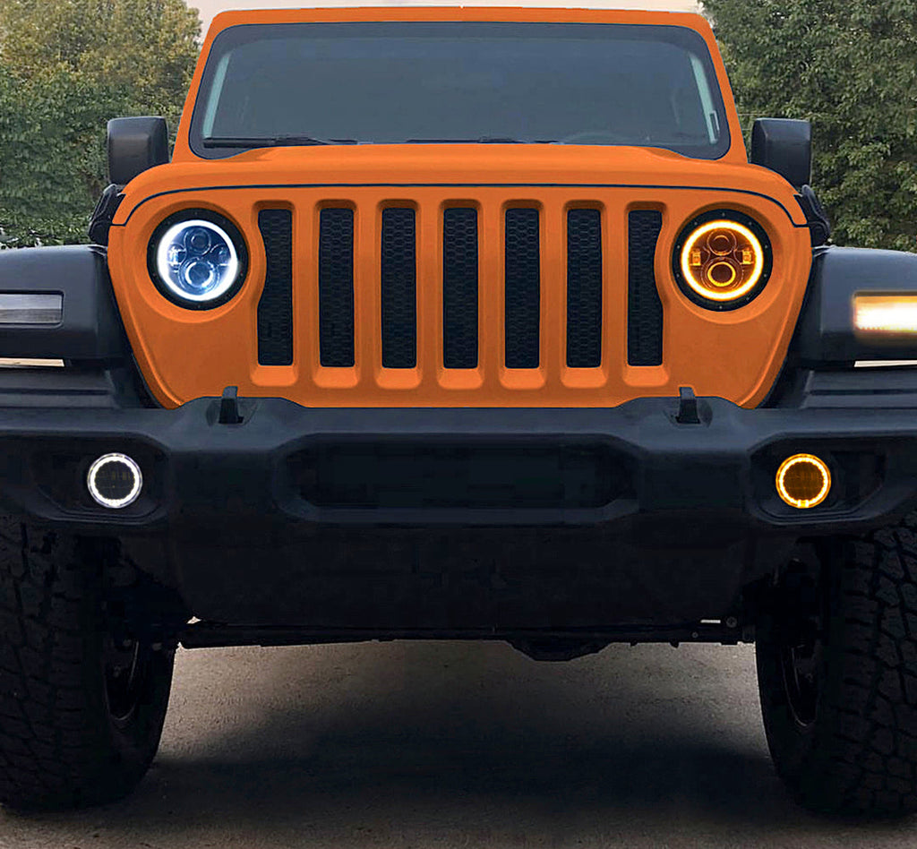 Quake LED Headlight Jeep JL White DRL Halo amber Turn Signal Headlight fog Light Set - QTE962 - Quake LED