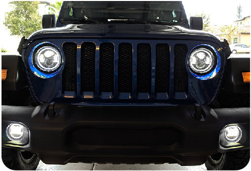 Quake LED Headlight Jeep JL White DRL Halo amber Turn Signal Headlight fog Light Set - QTE962 - Quake LED