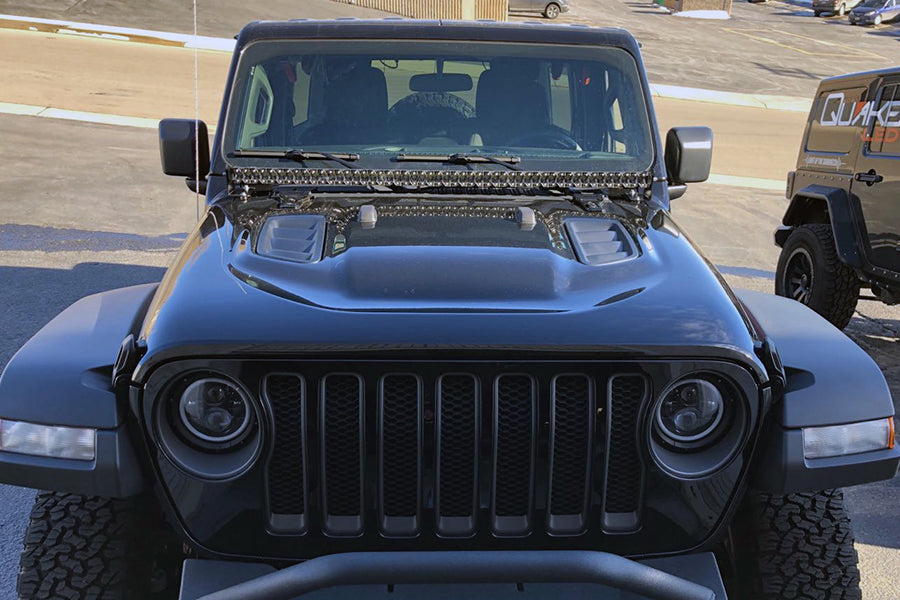 Quake LED Light Bar Jeep Wrangler JL/Gladiator 52 Inch Single Straight Light Bar Cowl Mount - QBJ944 - Quake LED