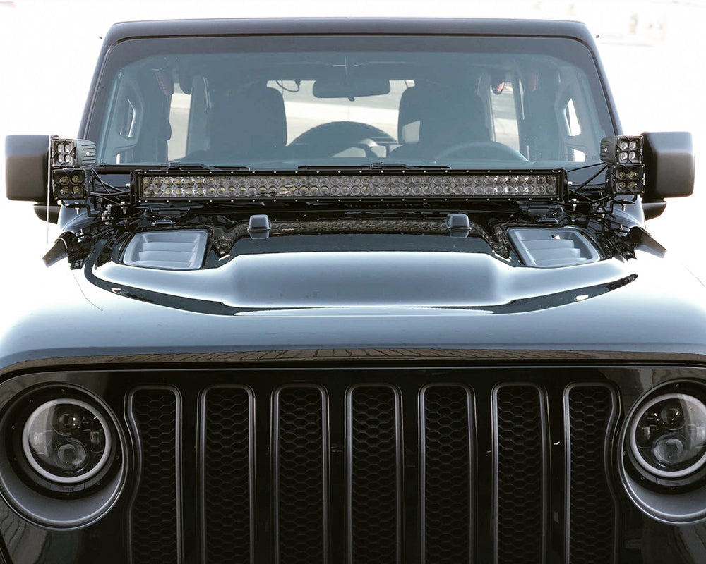 Quake LED Light Bar Jeep Wrangler JL/Gladiator A-Pillar Dual Pod/Single 42 Inch Light Bar Cowl Mount - QBJ371 - Quake LED