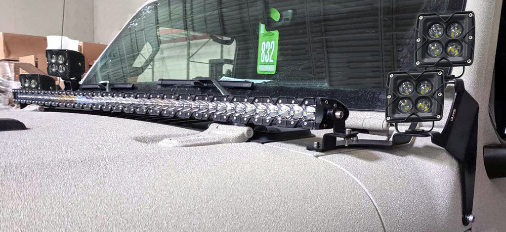 Quake LED Light Bar Jeep Wrangler JL/Gladiator A-Pillar Dual Pod/Single 52 Inch Light Bar Cowl Mount - QBJ913 - Quake LED