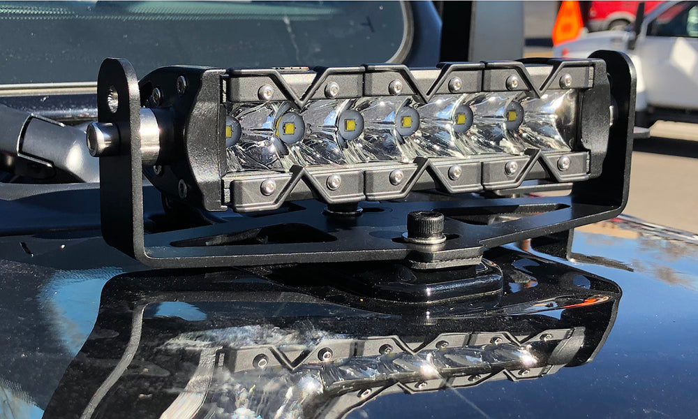 Quake LED Light Bar Jeep Wrangler JL/Gladiator Single 8 Inch Light Bar Hood Hinge Mount - QBJ899 - Quake LED