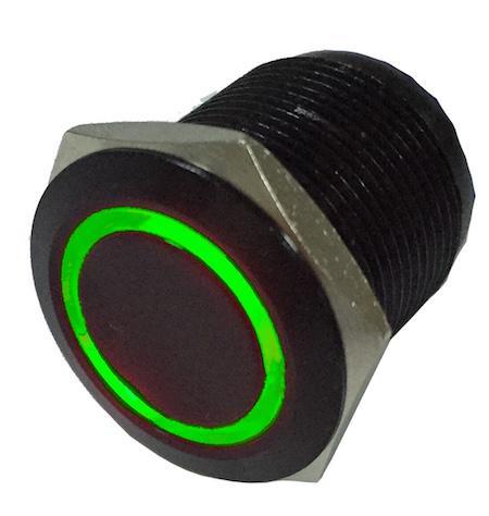 Quake LED Accessory Light Switch Momentary Flush Mount Switches 5 Pin 5 Amp Black/Green - QRS728 - Quake LED