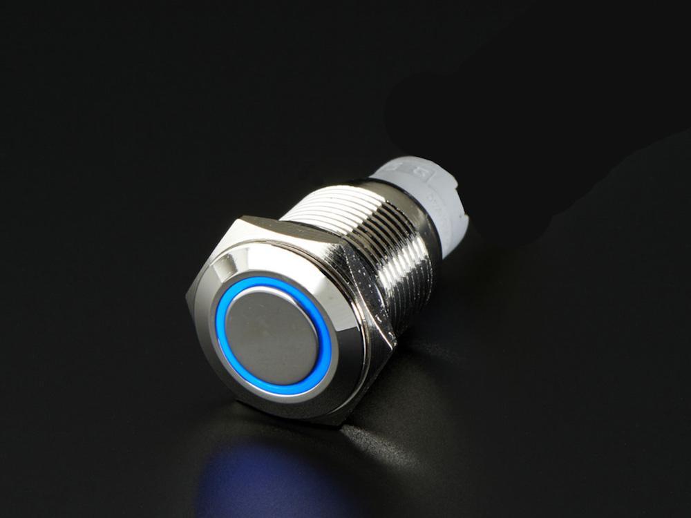 Quake LED Accessory Light Switch On/Off Flush Mount Switches 5 Pin 5 Amp Chrome/Blue - QRS722 - Quake LED