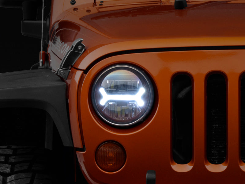 Raxiom Headlights Raxiom 07-18 Jeep Wrangler JK LED Halo Headlights- Black Housing (Clear Lens)