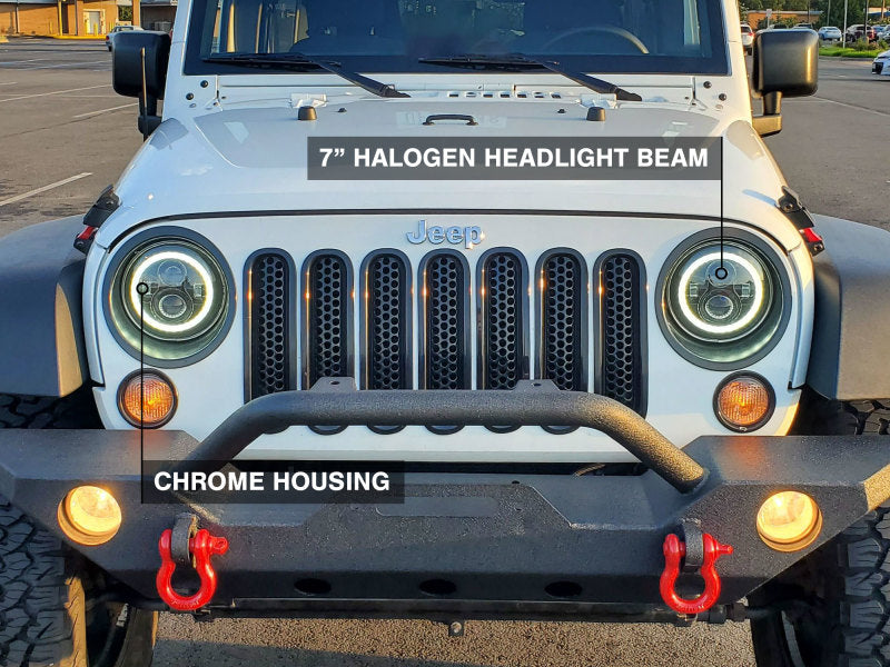 Raxiom Headlights Raxiom 07-18 Jeep Wrangler JK LED Halo Headlights- Chrome Housing (Clear Lens)