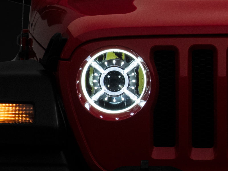 Raxiom Headlights Raxiom 18-22 Jeep Wrangler JL/ JT 9-Inch LED Headlights w/ DRL and Halo- Black Housing (Clear Lens)