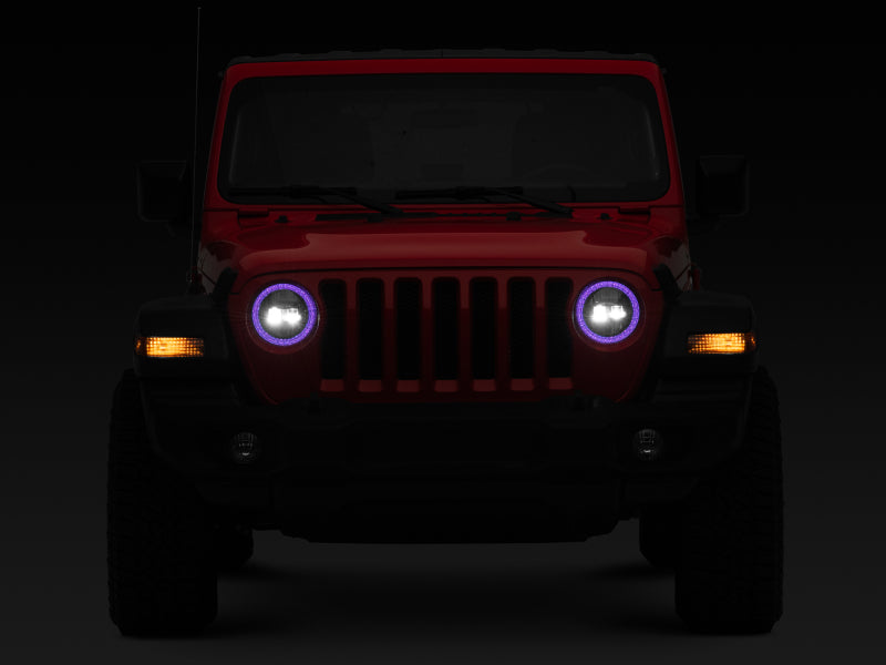 Raxiom Headlights Raxiom 18-22 Jeep Wrangler JL/JT Axial 9-Inch LED Headlights w/RGB Halo- Blk Housing (Clear Lens)
