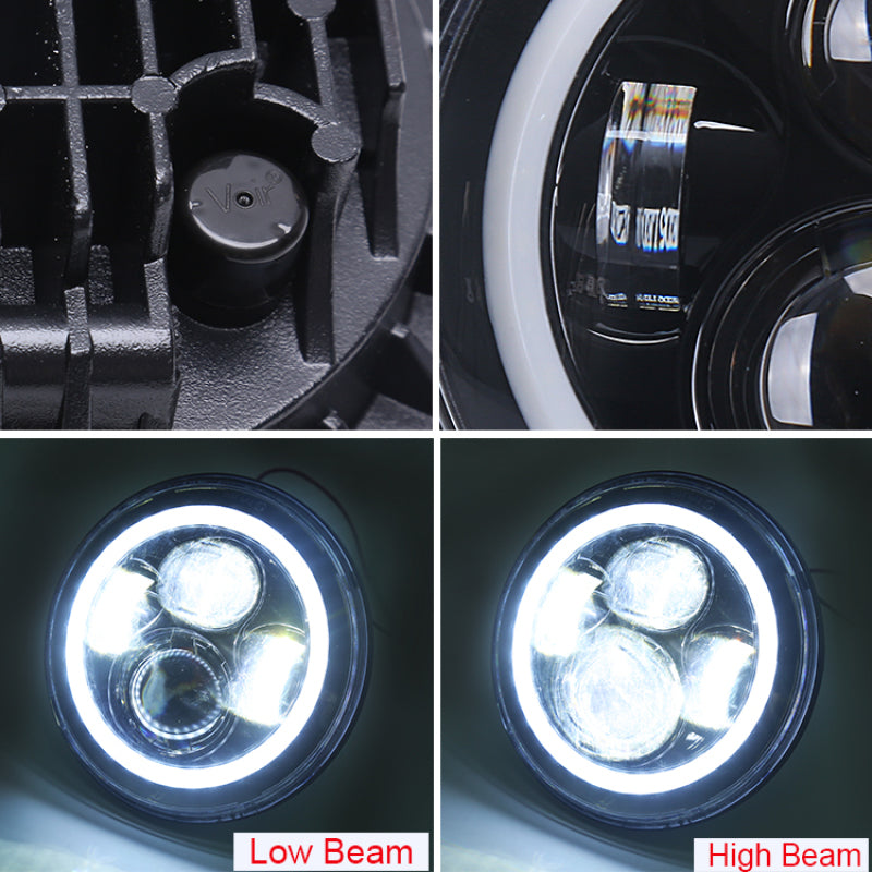 Raxiom Headlights Raxiom 97-18 Jeep Wrangler TJ/JK Axial 7-Inch LED Headlights w/RGB Halo- Blk Hsng (Clear Lens)
