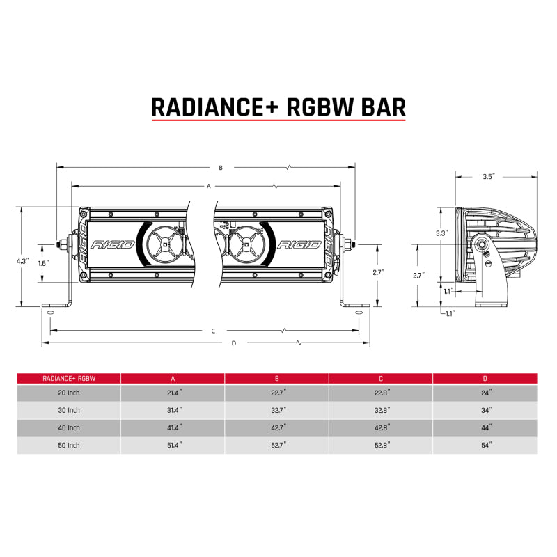 Rigid Industries Light Bars & Cubes Rigid Industries Radiance+ 20in. RGBW Light Bar