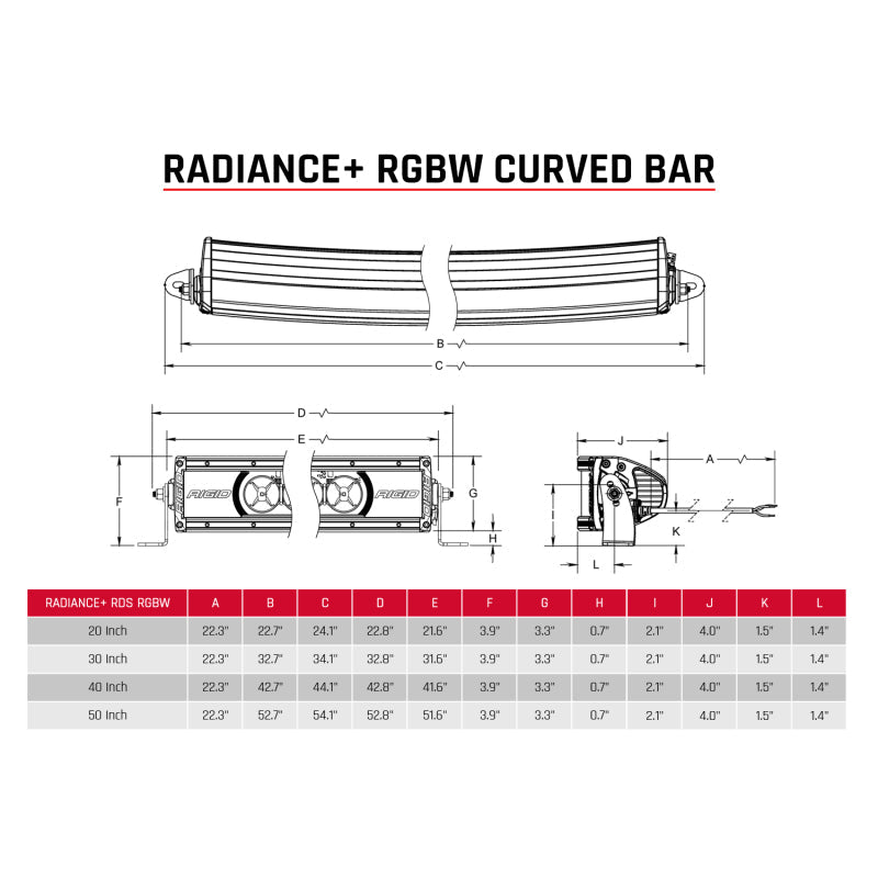 Rigid Industries Light Bars & Cubes Rigid Industries Radiance+ Curved 20in. RGBW Light Bar