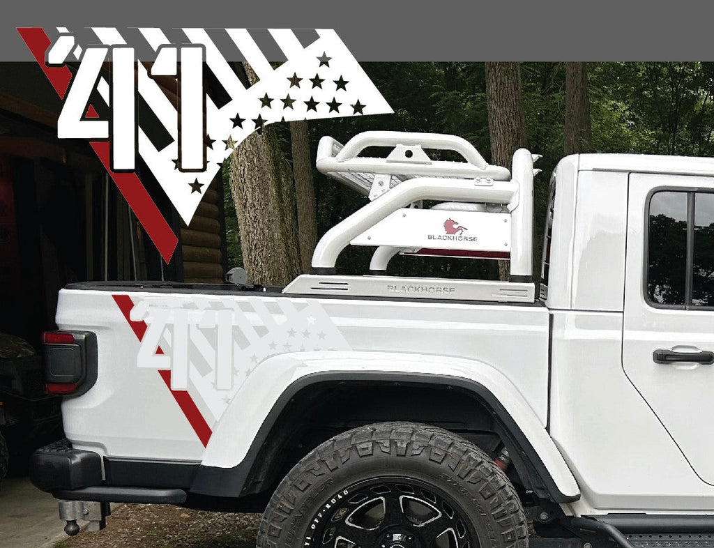 Color Line 1941 American Flag Bed Decal Jeep Gladiator Single Layer Printed Decal Pair '41