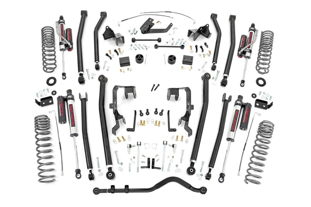 Rough Country Lift Kits 4.0 Inch Jeep Long Arm Suspension Lift Kit w/ Vertex Adjustable Reservoir Shocks 07-11 Wrangler JK 4-door Rough Country - Rough Country - 78550A