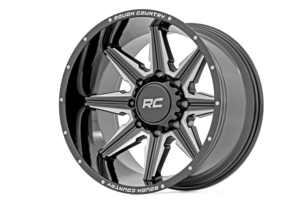 Rough Country Wheels 91 Series Milled One-Piece Gloss Black 20x12 6x5.5 -44mm Rough Country - Rough Country - 91201212M
