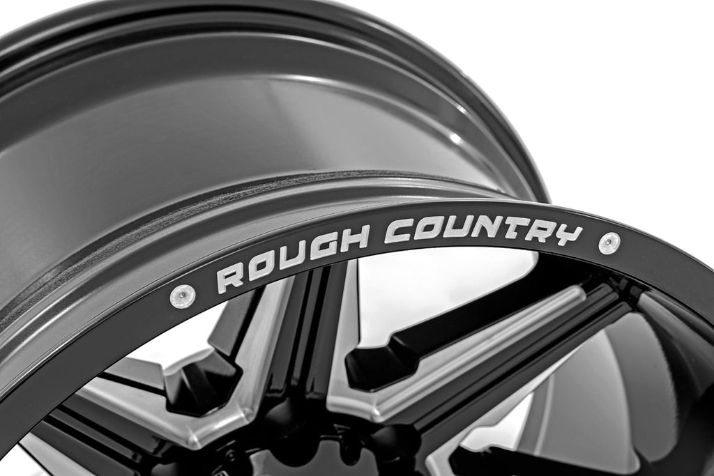 Rough Country Wheels 91 Series Milled One-Piece Gloss Black 22x12 8x180 -44mm Rough Country - Rough Country - 91221206M