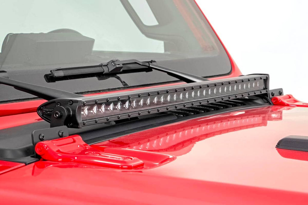Rough Country LED Light Bars Jeep 30 Inch LED Hood Kit 18-20 Wrangler JL, 20 Gladiator JT Chrome-Series Rough Country - Rough Country - 70053