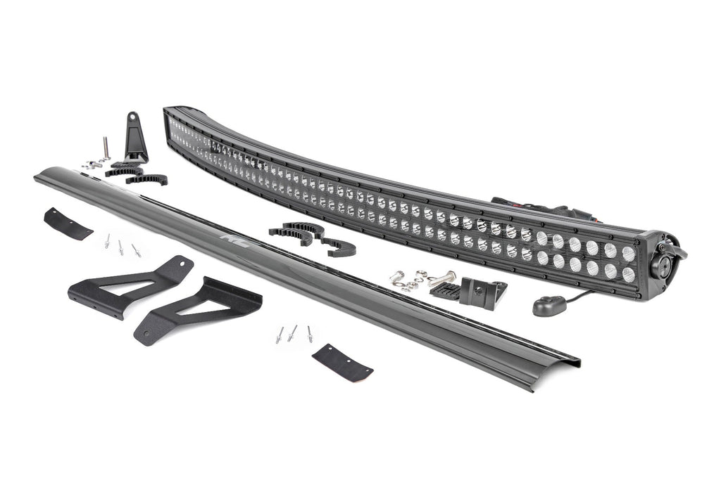 Rough Country LED Light Bars Jeep 50-inch Black Series Curved LED Light Bar Upper Windshield Kit 84-01 Jeep XJ Cherokee Rough Country - Rough Country - 70072