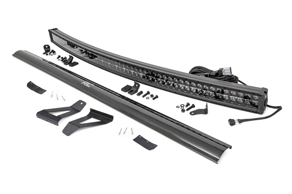 Rough Country LED Light Bars Jeep 50-inch Black Series Curved LED Light Bar w/DRL Upper Windshield Kit 84-01 Jeep XJ Cherokee Rough Country - Rough Country - 70074