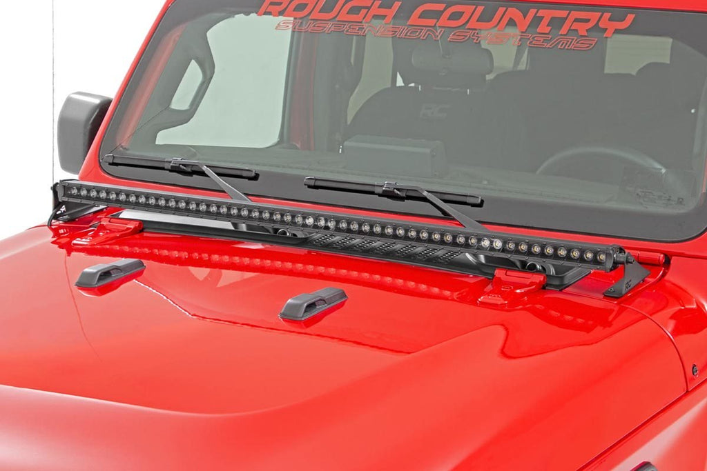 Rough Country LED Light Bars Jeep 50 Inch LED Hood Kit 18-20 Wrangler JL 20-Up Gladiator JT Black-Series Rough Country - Rough Country - 70057