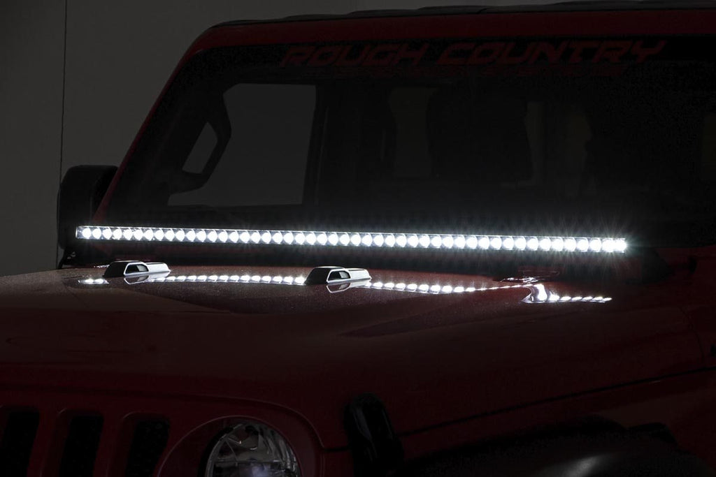 Rough Country LED Light Bars Jeep 50 Inch LED Hood Kit 18-20 Wrangler JL 20-Up Gladiator JT Black-Series Rough Country - Rough Country - 70057