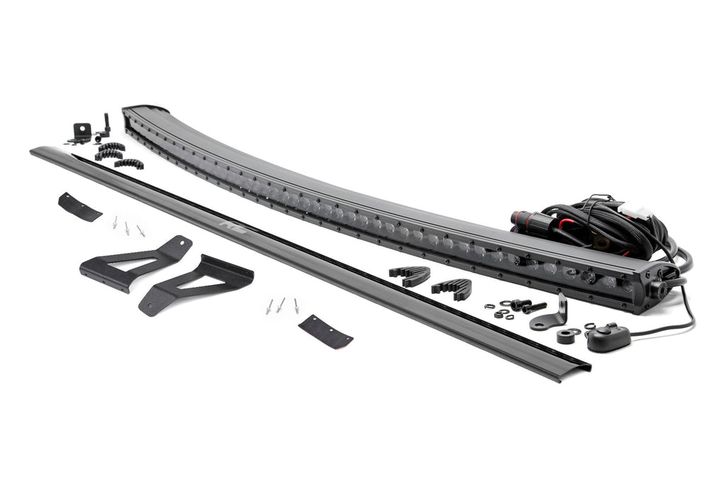 Rough Country LED Light Bars Jeep 50-inch Single Row Black Series Curved LED Light Bar Upper Windshield Kit 84-01 Jeep XJ Cherokee Rough Country - Rough Country - 70075