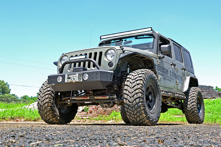 Rough Country LED Light Bars Jeep 50-Inch Straight LED Light Bar Upper Windshield Kit w/ 50 Inch Black Series LED Light 07-18 Wrangler JK Rough Country - Rough Country - 70504BL
