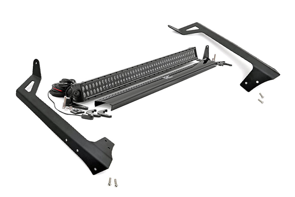 Rough Country LED Light Bars Jeep 50-Inch Straight LED Light Bar Upper Windshield Kit w/ 50 Inch Black Series LED Light 07-18 Wrangler JK Rough Country - Rough Country - 70504BL