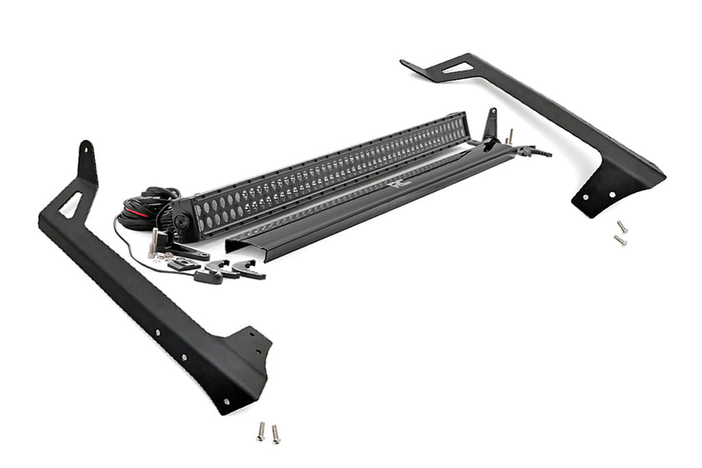 Rough Country LED Light Bars Jeep 50-Inch Straight LED Light Bar Upper Windshield Kit w/ 50 Inch Black Series LED Light 07-18 Wrangler JK Rough Country - Rough Country - 70504BL