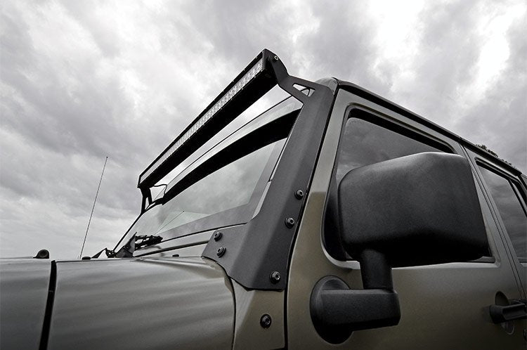 Rough Country LED Light Bars Jeep 50 Inch Straight LED Light Bar Upper Windshield Mounts 07-18 Wrangler JK Rough Country - Rough Country - 70504