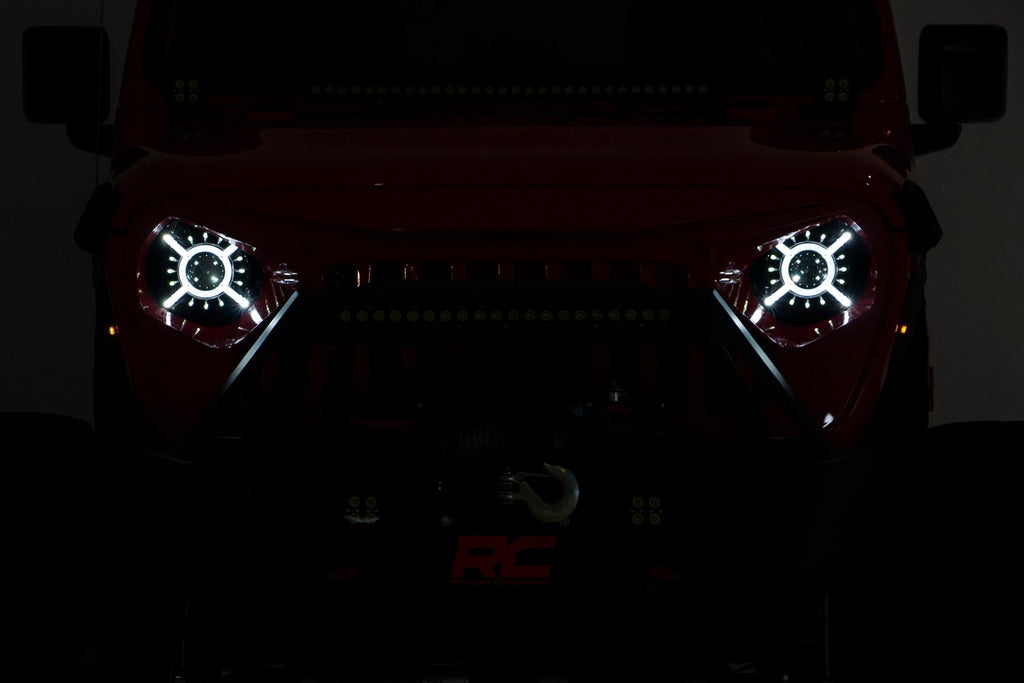 Rough Country Headlights Jeep 9-Inch LED Projection Headlights 18-20 Wrangler JL/JLU, 20-Present Gladiator JT Rough Country - Rough Country - RCH5100