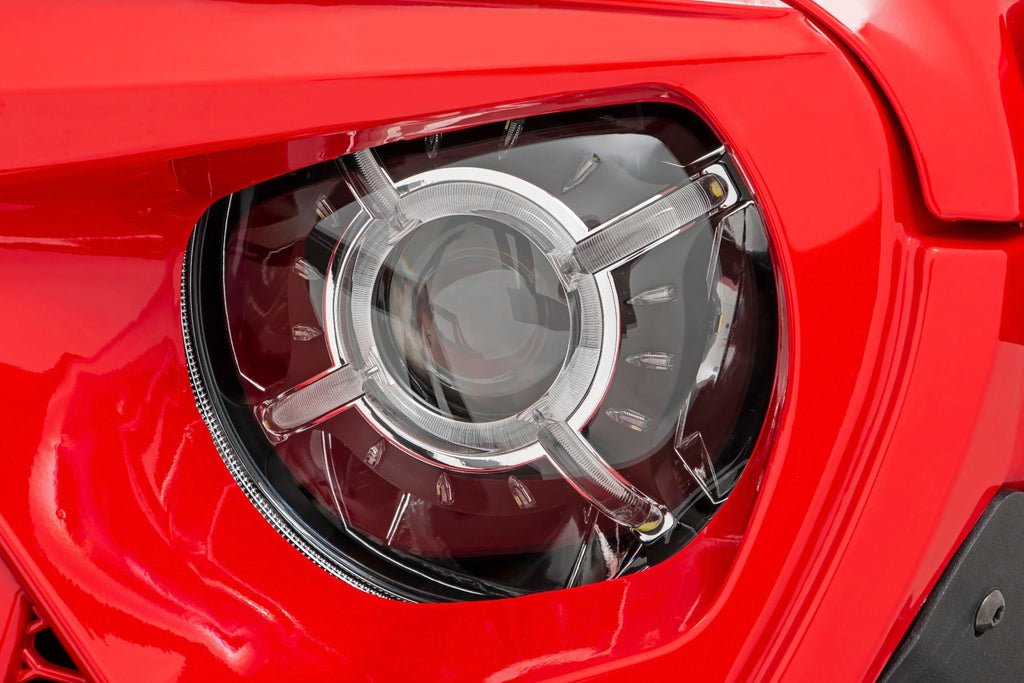 Rough Country Headlights Jeep 9-Inch LED Projection Headlights 18-20 Wrangler JL/JLU, 20-Present Gladiator JT Rough Country - Rough Country - RCH5100