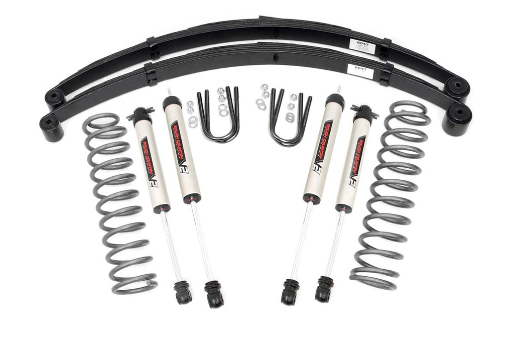 Rough Country Lift Kits Jeep Cherokee XJ 3 Inch Suspension Lift System w/V2 Shocks Leaf Springs For 84-01 Jeep Cherokee XJ Rough Country - Rough Country - 63070