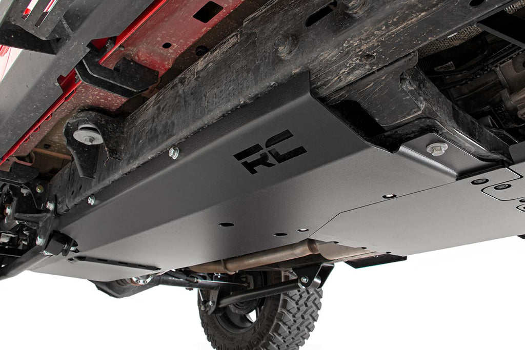Rough Country Transfer Skid Plate Armor Jeep Engine + Transfer Case + Gas Tank Skid Plate System 18-20 JL Unlimited 3.6L Rough Country - Rough Country - 10608