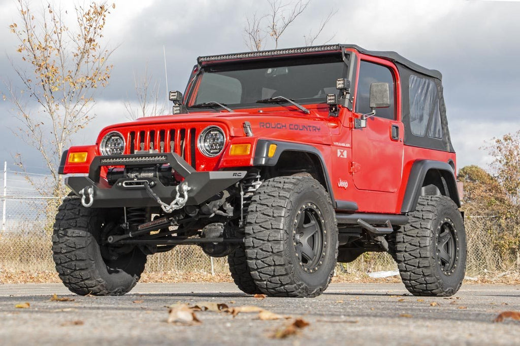 Rough Country Front Bumpers Jeep Full Width Front LED Winch Bumper 87-06 Wrangler YJ/TJ Rough Country - Rough Country - 10595