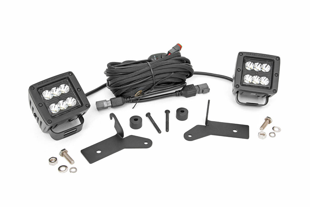 Rough Country LED Light Pods Jeep JL/Gladiator 2 Inch LED Lower Windshield Kit Black Series For 18-Pres Wrangler JL/20-Pres Gladiator Rough Country - Rough Country - 70052