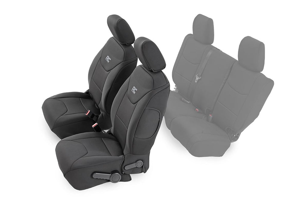 Rough Country Seat Cover Jeep Neoprene Front Seat Cover Black 13-18 Wrangler JK Unlimited Rough Country - Rough Country - 91004F