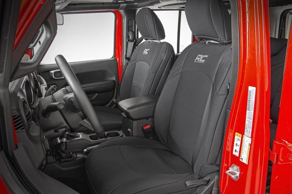 Rough Country Seat Cover Jeep Neoprene Seat Cover Set Black 18-20 Wrangler JL Unlimited w/Rear Center Armrest Rough Country - Rough Country - 91012