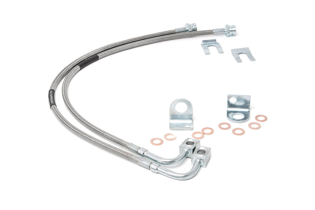 Rough Country Brake Lines Jeep Rear Stainless Steel Brake Lines 4.0-6.0 Inch 07-18 Wrangler JK Rough Country - Rough Country - 89708