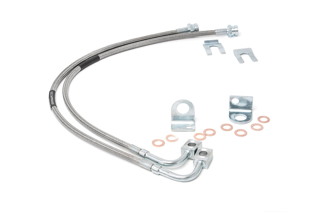Rough Country Brake Lines Jeep Rear Stainless Steel Brake Lines 4.0-6.0 Inch 07-18 Wrangler JK Rough Country - Rough Country - 89708