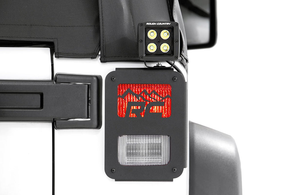 Rough Country Tail Light Cover Jeep Tail Light Covers Mountains 07-18 Wrangler JK Rough Country - Rough Country - 1078