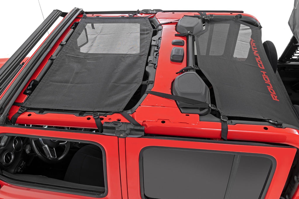 Rough Country Bikini Tops Mesh Bikini Top Plus Black Jeep Gladiator JT 4WD (20-22) Rough Country - Rough Country - 85118