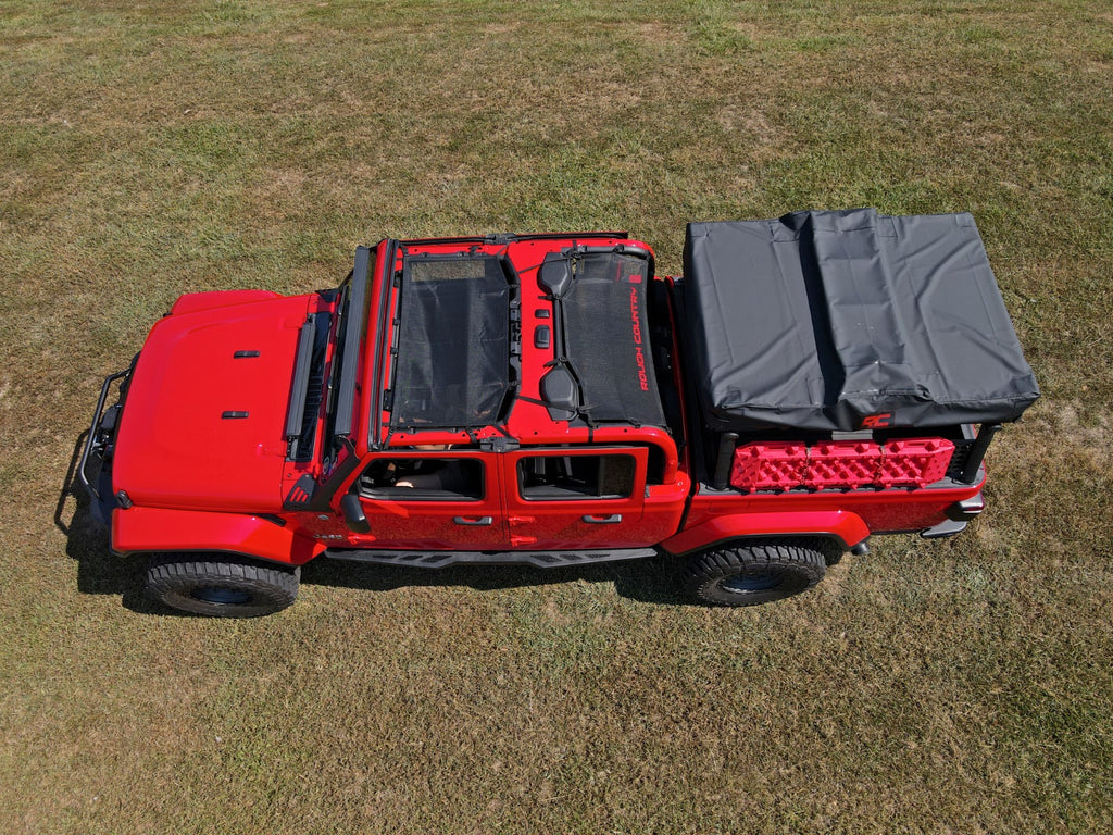 Rough Country Bikini Tops Mesh Bikini Top Plus Black Jeep Gladiator JT 4WD (20-22) Rough Country - Rough Country - 85118