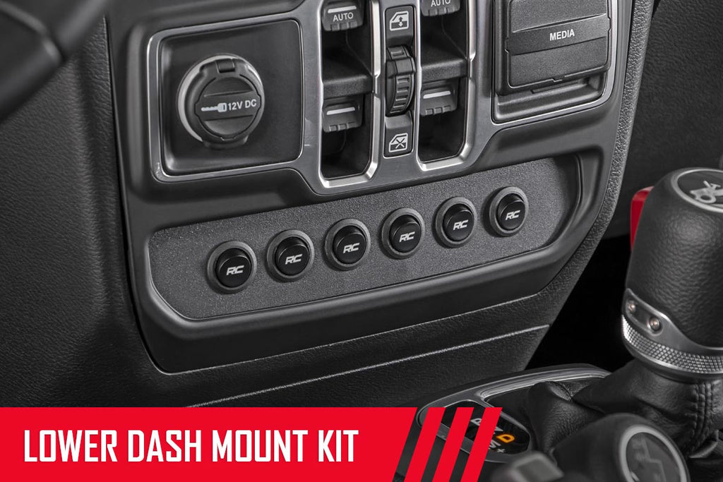 Rough Country Mounting Brackets(Lighting) MLC-6 Multiple Light Controller Lower Dash Mount Kit 18-20 Wrangler JL, 20 Gladiator JT Rough Country - Rough Country - 70964