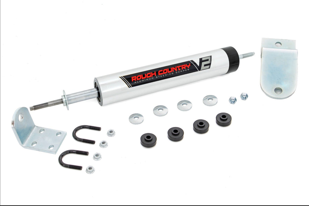 Rough Country Steering Stabilizer V2 Steering Stabilizer 94-01 Dodge 1500/94-02 2500 2WD Rough Country - Rough Country - 8738770